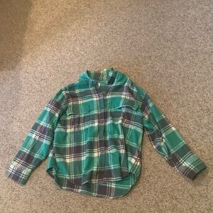 American Eagle Outfitters Green Plaid Button Down Shirt Size L